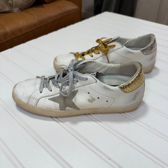 Golden Goose Limited Edition Superstar 'Silver Gold Mismatch' Size 40 / 10 - Picture 5 of 10
